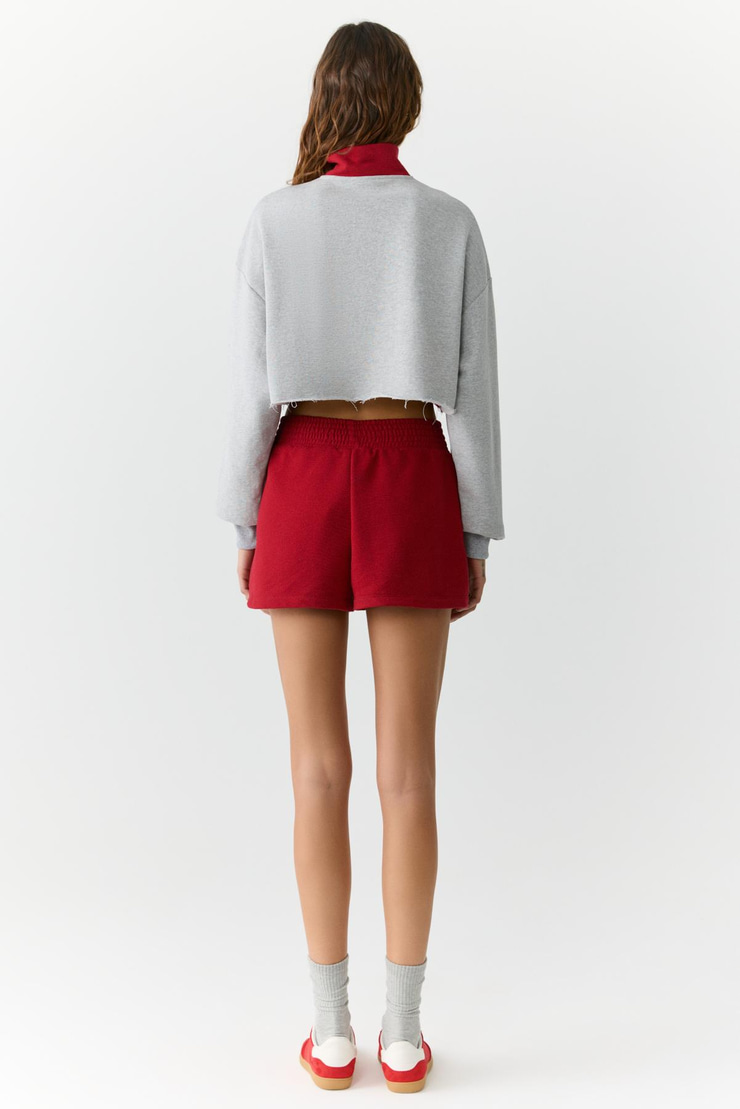 MIKAELA Kadın Dik Yakalı Crop Grimelanj Sweatshirt