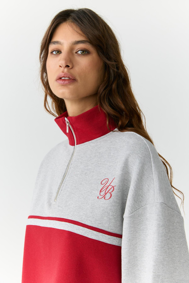 MIKAELA Kadın Dik Yakalı Crop Grimelanj Sweatshirt