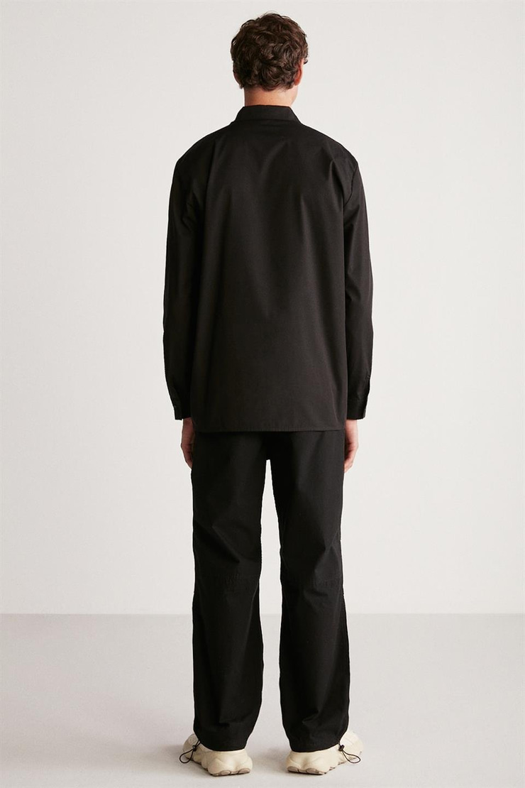 MILTON Poplin Regular Siyah Tekli Gömlek