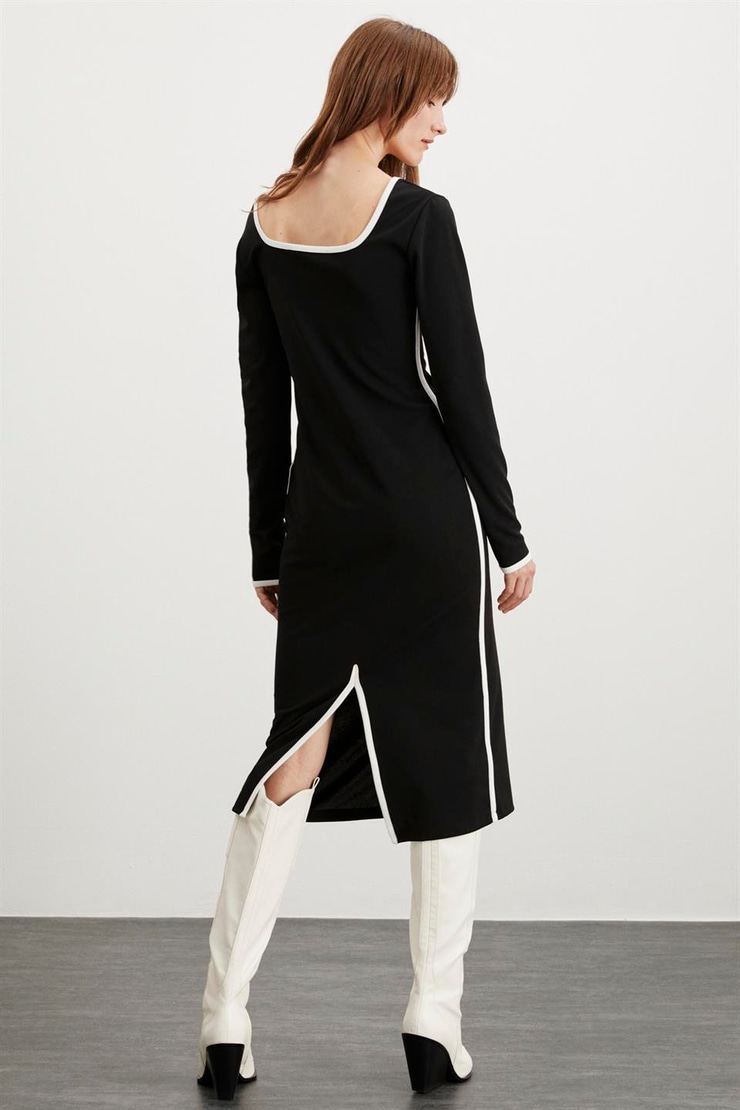 MIRABEL  Slim Siyah Tekli Elbise