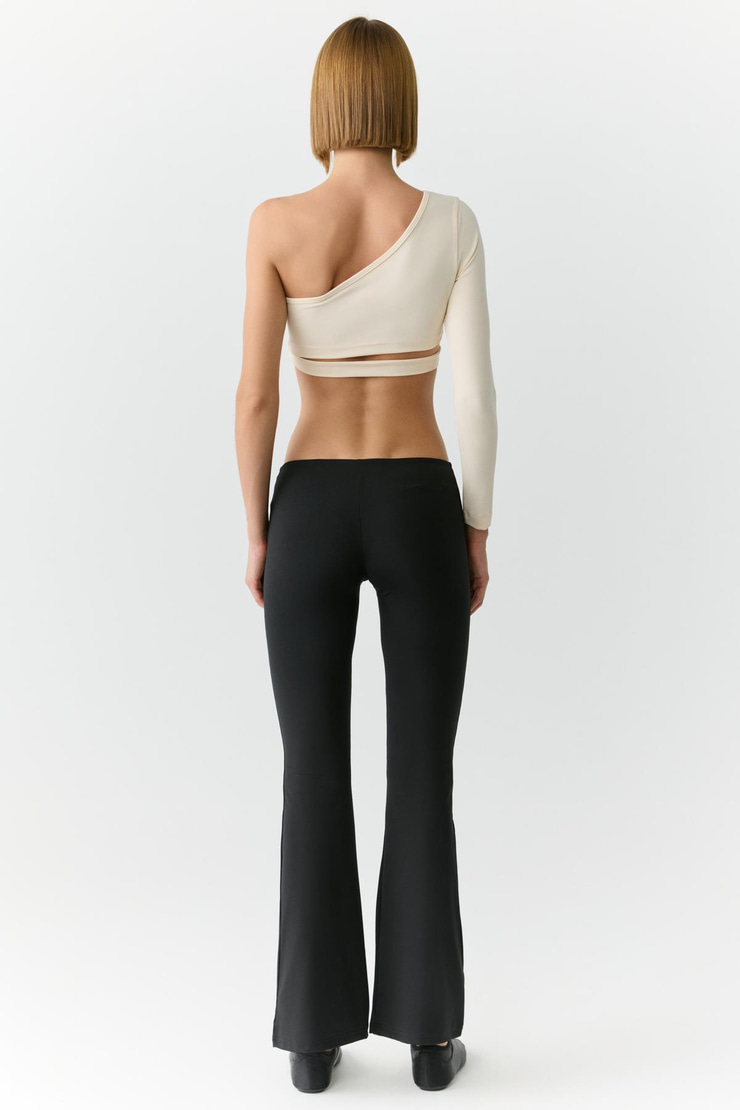 MIYA Kadın Tek Kol Açık Yaka Ekru T-Shirt