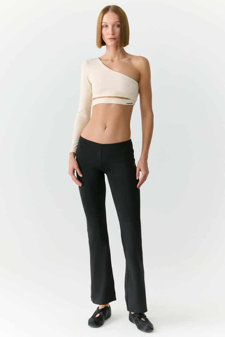 MIYA Kadın Tek Kol Açık Yaka Ekru T-Shirt