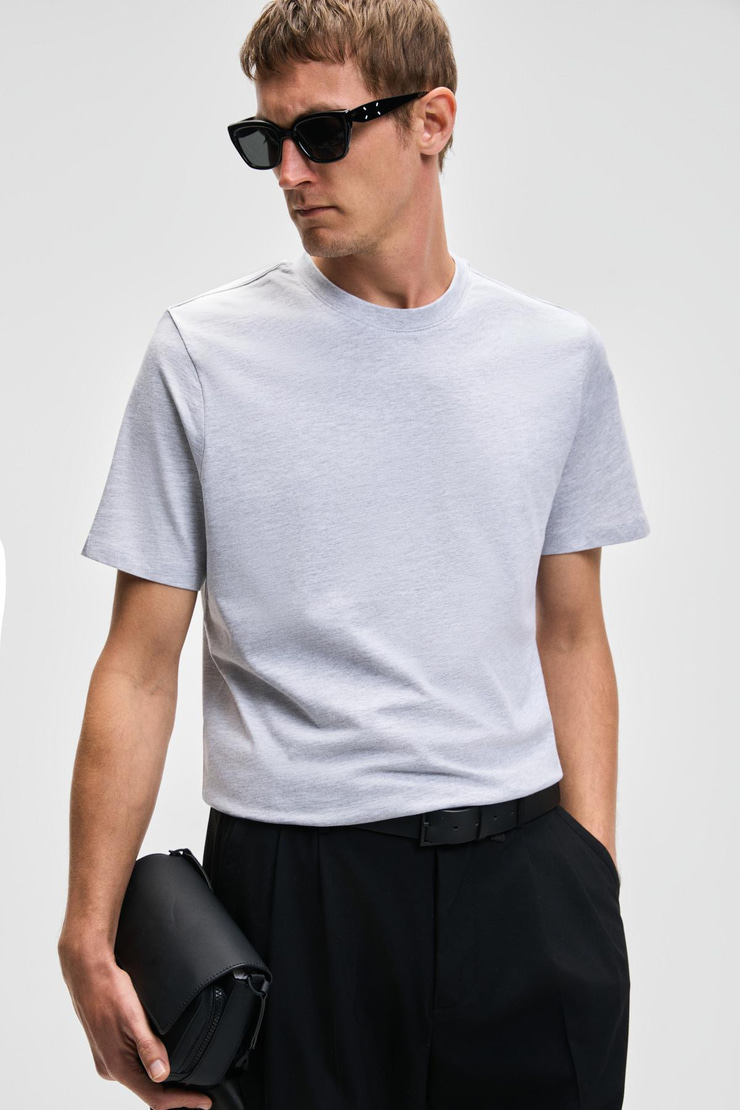 MOCASSIN Erkek %100 Pamuk Baskılı Relaxed Fit Yuvarlak Yaka Kısa Kollu Grimelanj T-Shirt