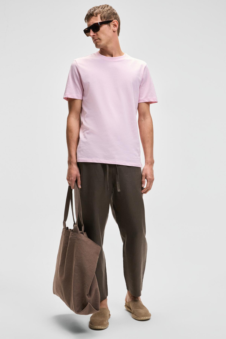 MOCASSIN Erkek %100 Pamuk Baskılı Relaxed Fit Yuvarlak Yaka Kısa Kollu Pembe T-Shirt