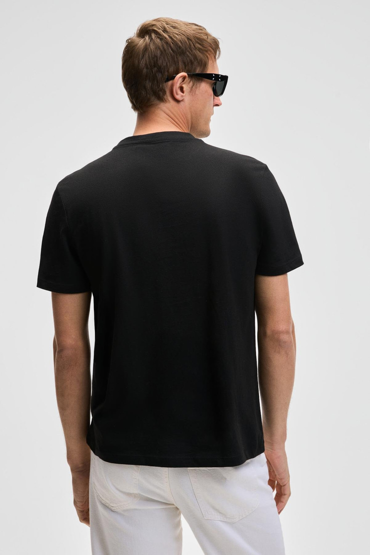 MOCASSIN Erkek %100 Pamuk Baskılı Relaxed Fit Yuvarlak Yaka Kısa Kollu Siyah T-Shirt