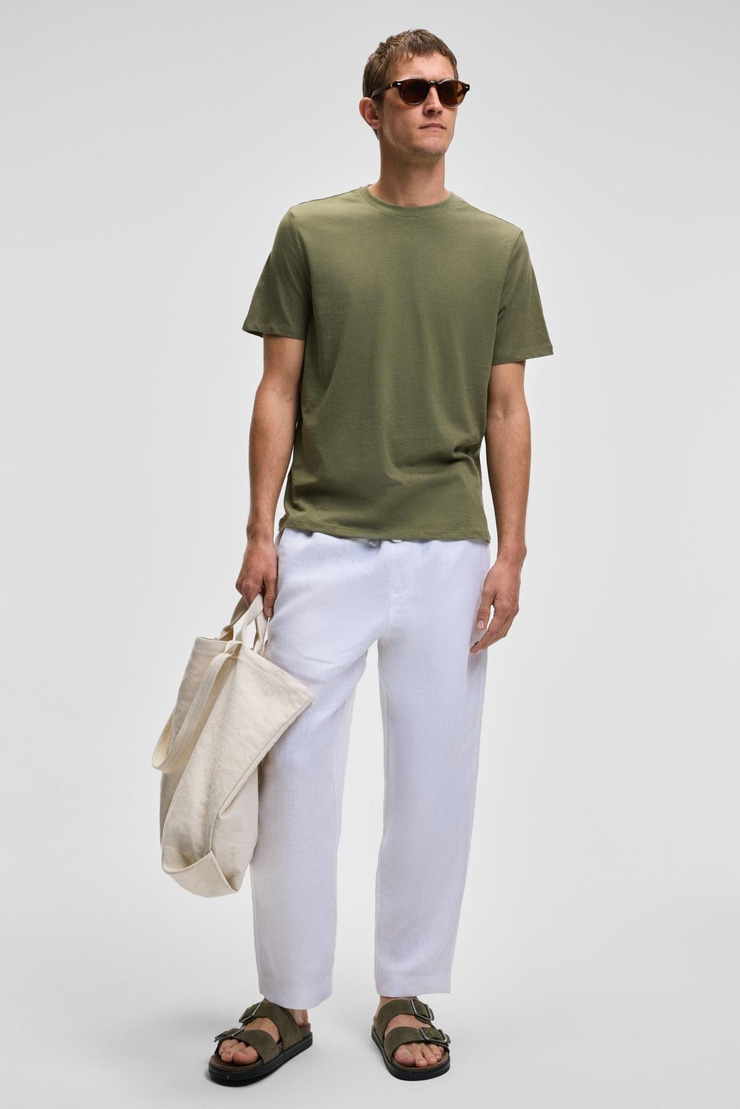 MOCASSIN Erkek %100 Pamuk Baskılı Relaxed Fit Yuvarlak Yaka Kısa Kollu Haki T-Shirt