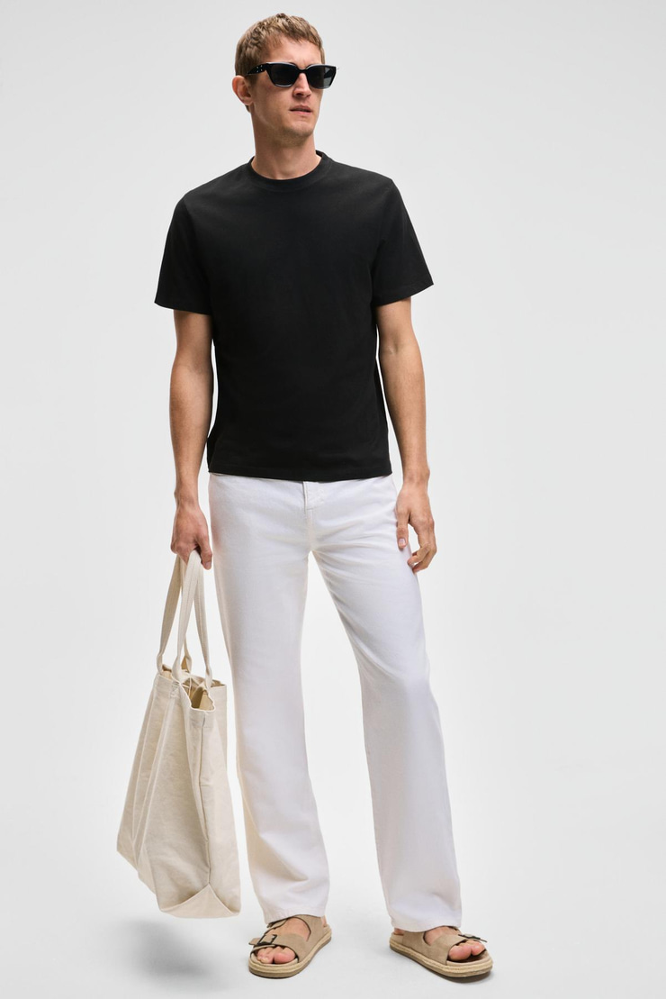 MOCASSIN Erkek %100 Pamuk Baskılı Relaxed Fit Yuvarlak Yaka Kısa Kollu Siyah T-Shirt