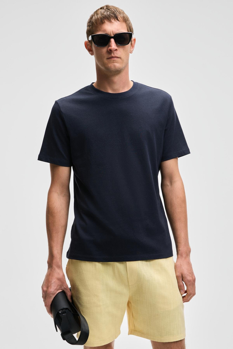 MOCASSIN Erkek %100 Pamuk Baskılı Relaxed Fit Yuvarlak Yaka Kısa Kollu Lacivert T-Shirt