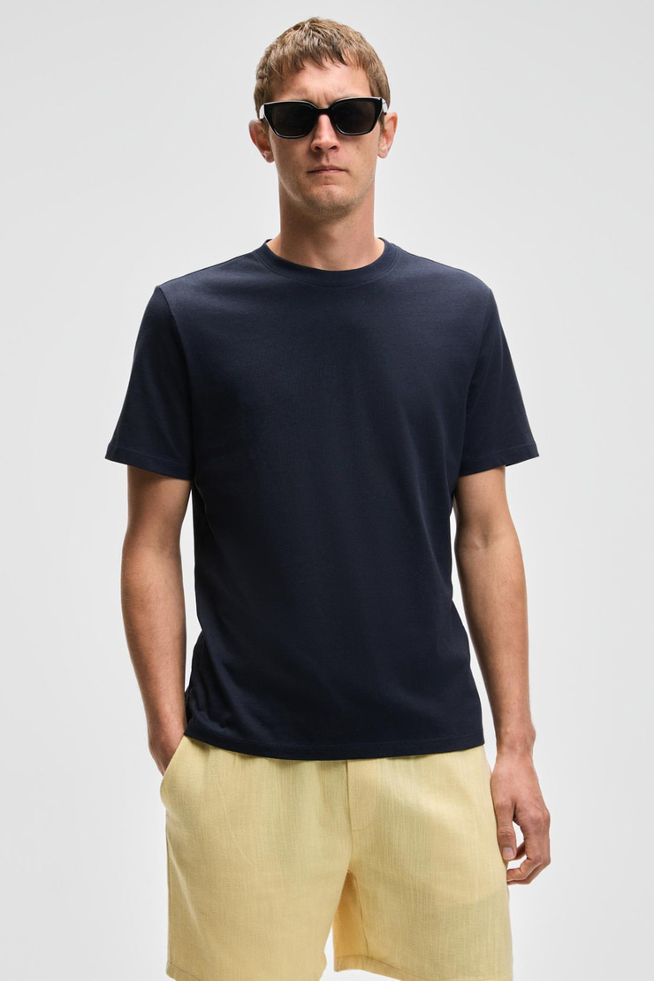 MOCASSIN Erkek %100 Pamuk Baskılı Relaxed Fit Yuvarlak Yaka Kısa Kollu Lacivert T-Shirt