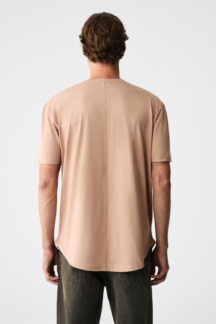 MONO Erkek Organik Pamuklu Bisiklet Yakalı Kısa Kollu Regular Fit Somon T-Shirt