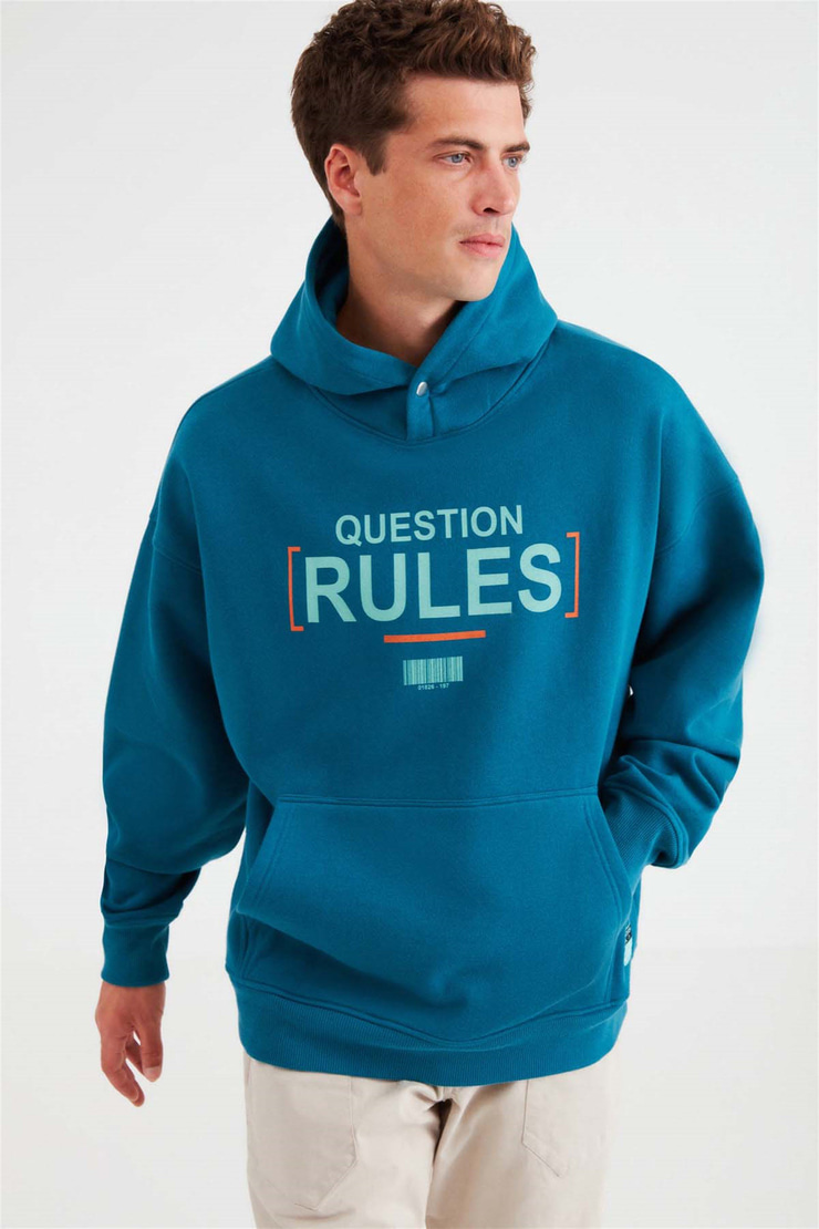 MOOD Örme Relaxed Petrol Yeşili  Sweatshirt