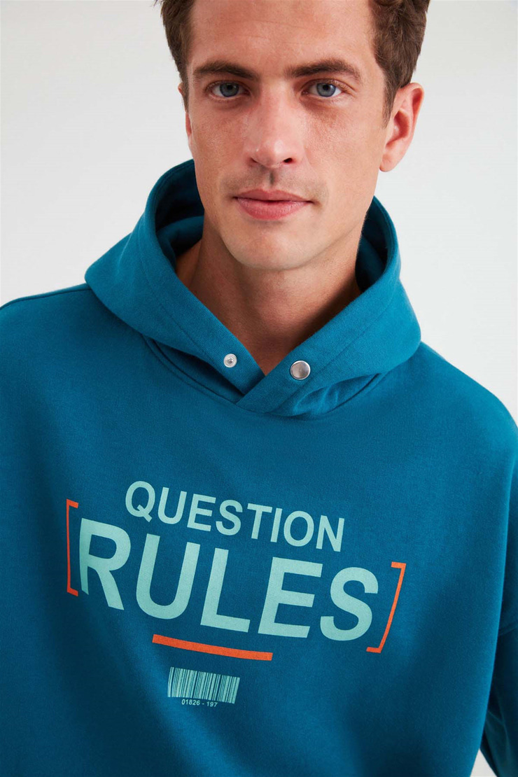 MOOD Örme Relaxed Petrol Yeşili  Sweatshirt