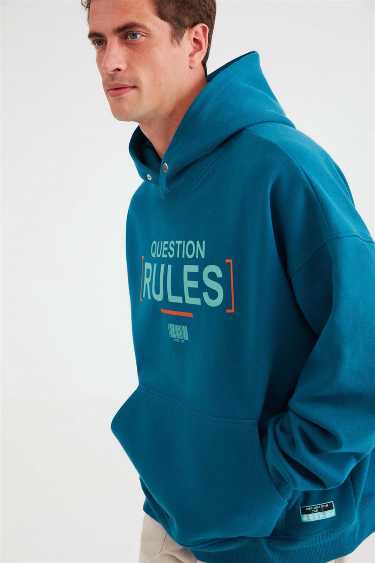 MOOD Örme Relaxed Petrol Yeşili  Sweatshirt