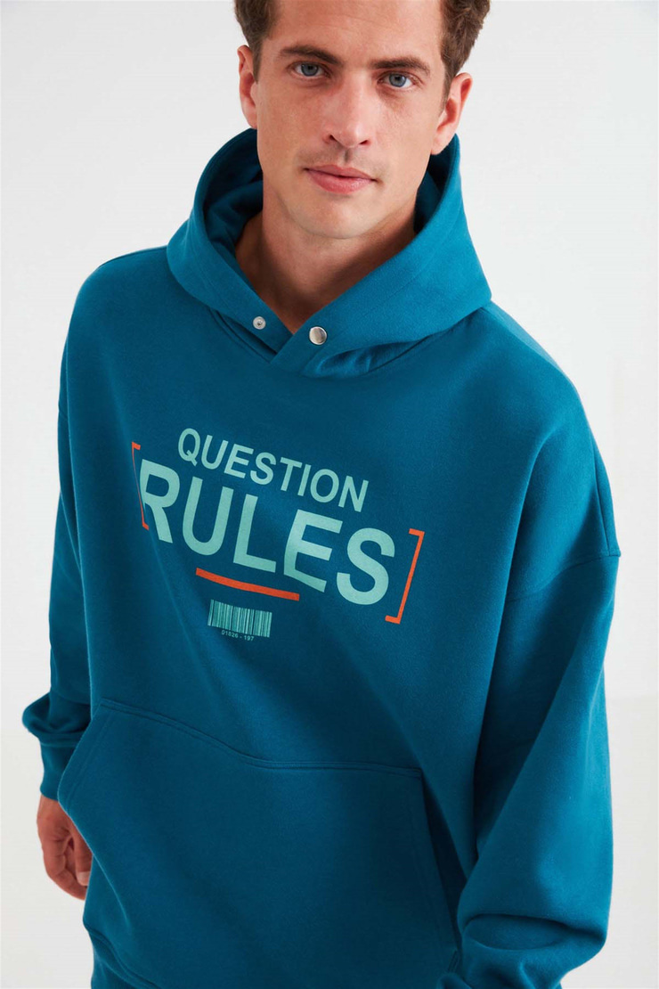 MOOD Örme Relaxed Petrol Yeşili  Sweatshirt