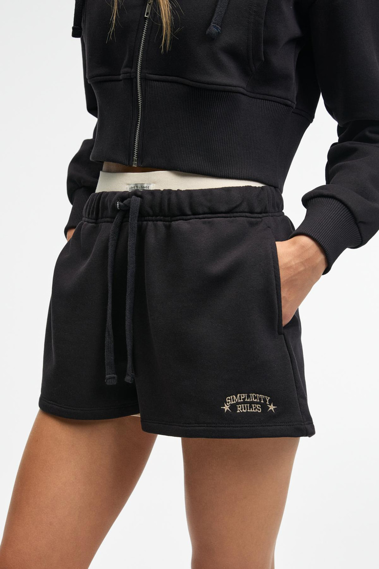 MOREVA Kadın Nakışlı Rahat Antrasit Şort