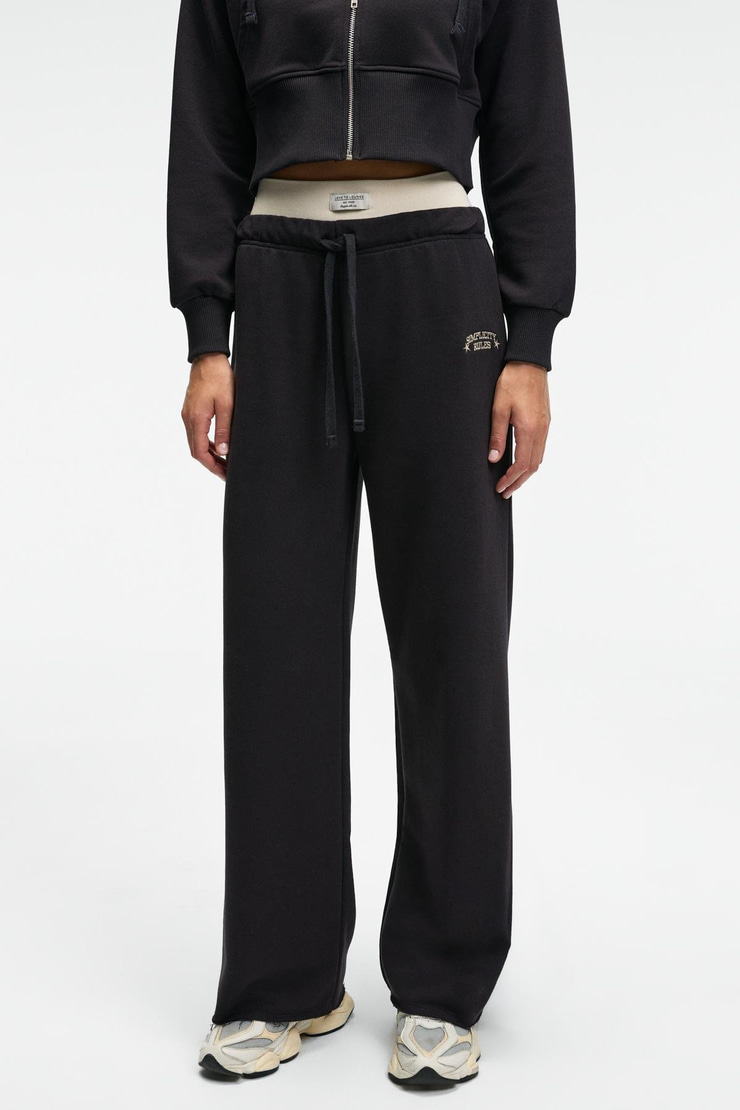 MORVELLA Kadın Nakışlı Regular Fit Antrasit Eşofman Altı