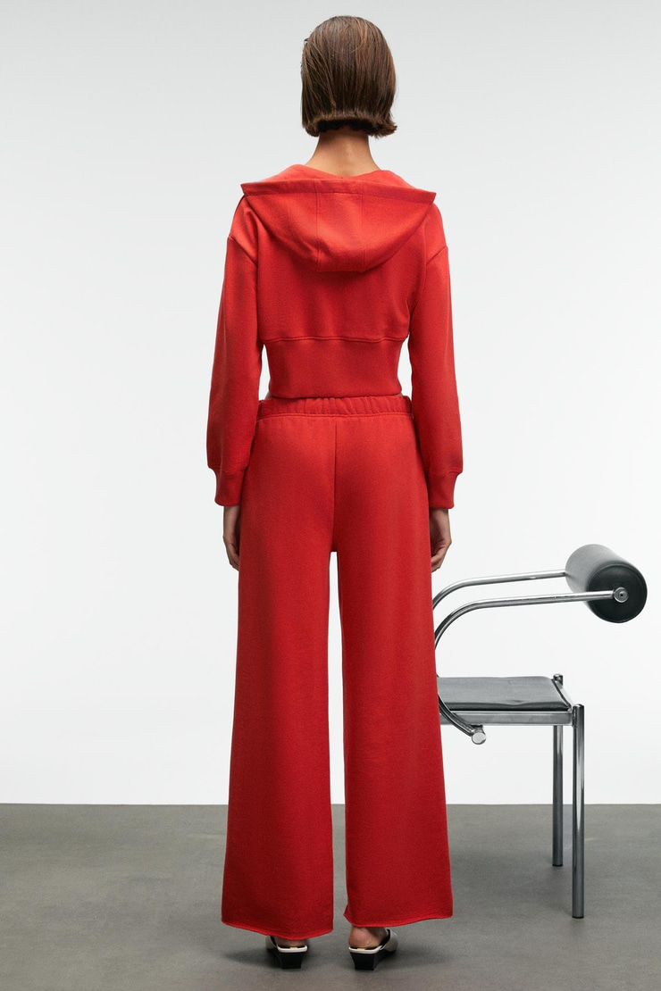 MORVELLA Kadın Nakışlı Regular Fit Kırmızı Eşofman Altı