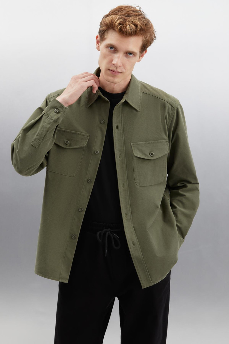 NADER  Regular Haki Tekli Ceket