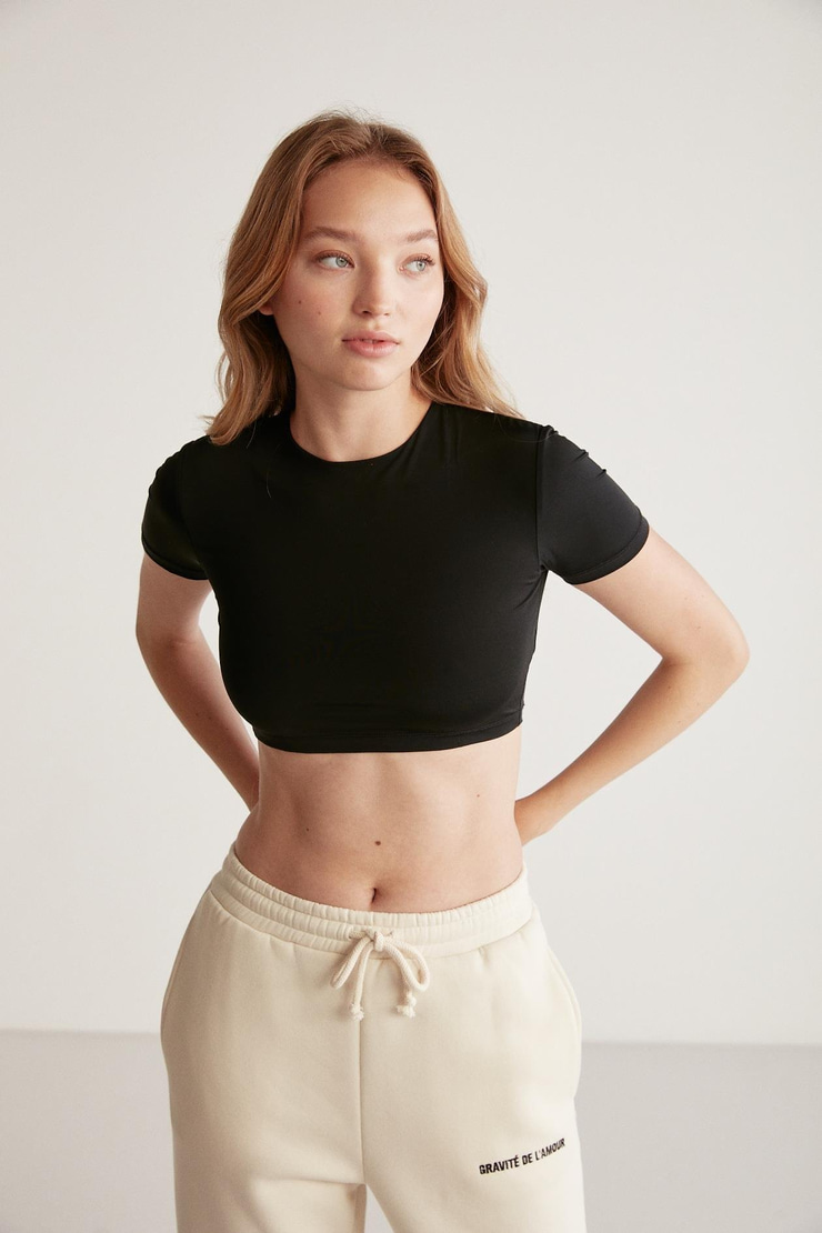 NADIA Crop Slim Siyah  Büstiyer