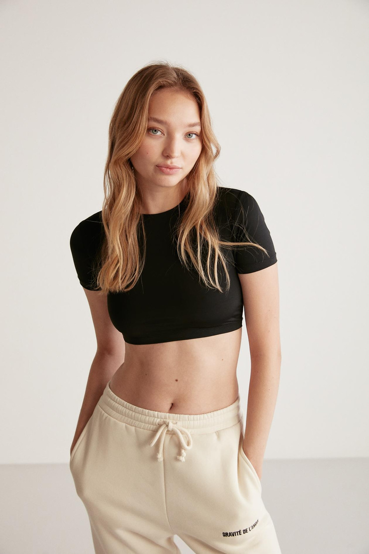 NADIA Crop Slim Siyah  Büstiyer