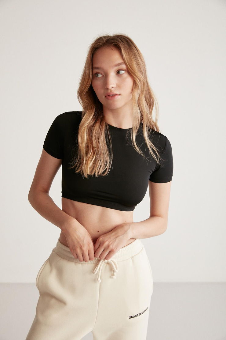 NADIA Crop Slim Siyah  Büstiyer