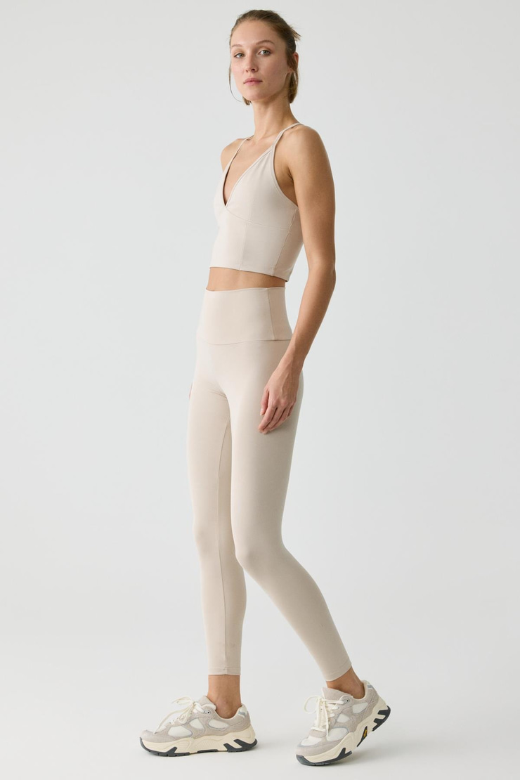 NANA Kadın Toparlayıcı Yüksek bel Strech Sportwear Taş Rengi Tayt