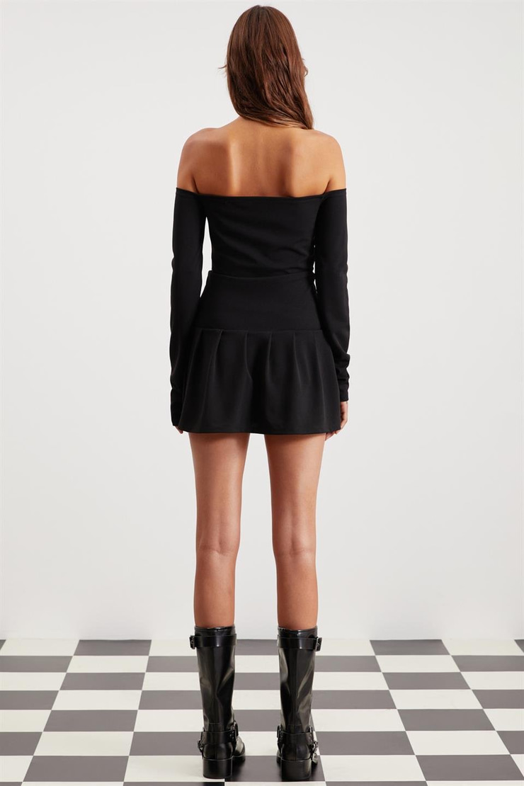 NEVA  Relaxed Siyah Tekli Elbise