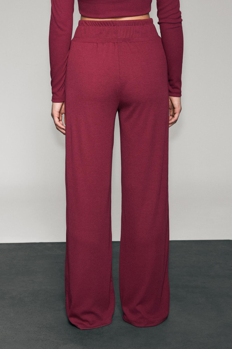 NEXA Kadın Yumuşak Ve Esnek Kumaşlı Baskı Detaylı Relaxed Bordo Eşofman Altı