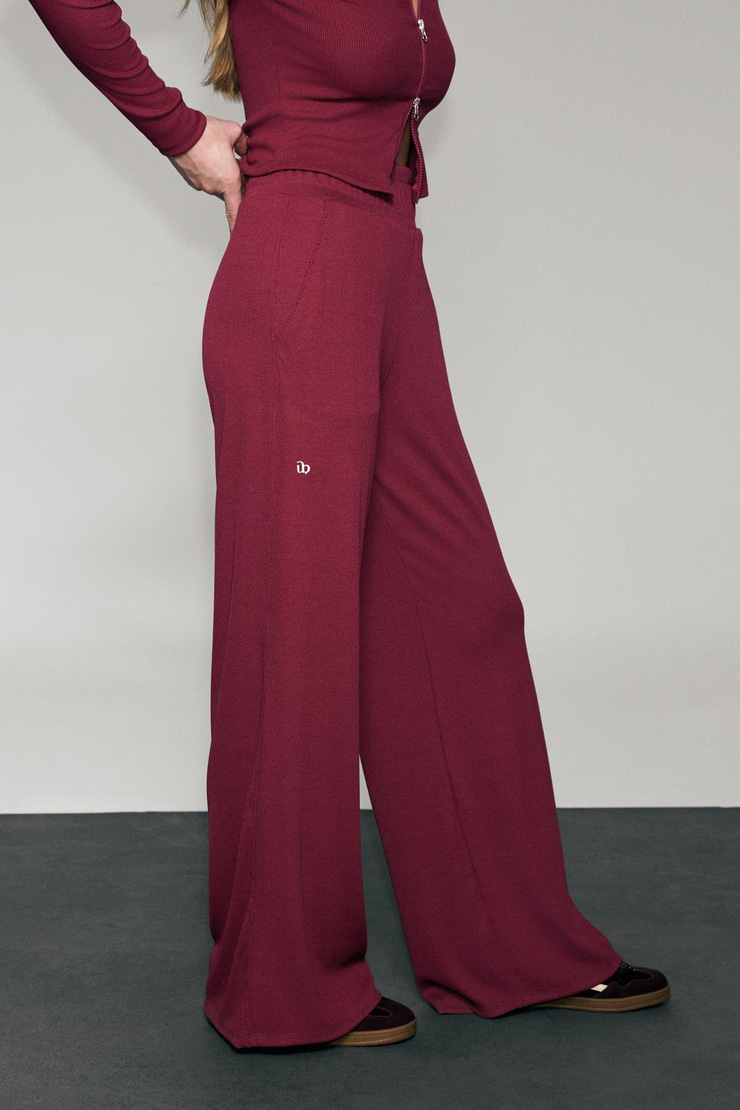 NEXA Kadın Yumuşak Ve Esnek Kumaşlı Baskı Detaylı Relaxed Bordo Eşofman Altı