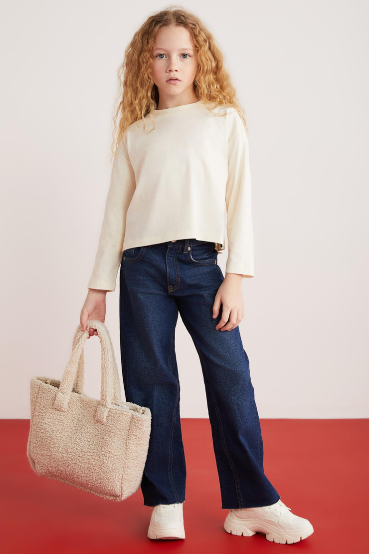 NICOLA  Crop Ekru Tekli T-Shirt