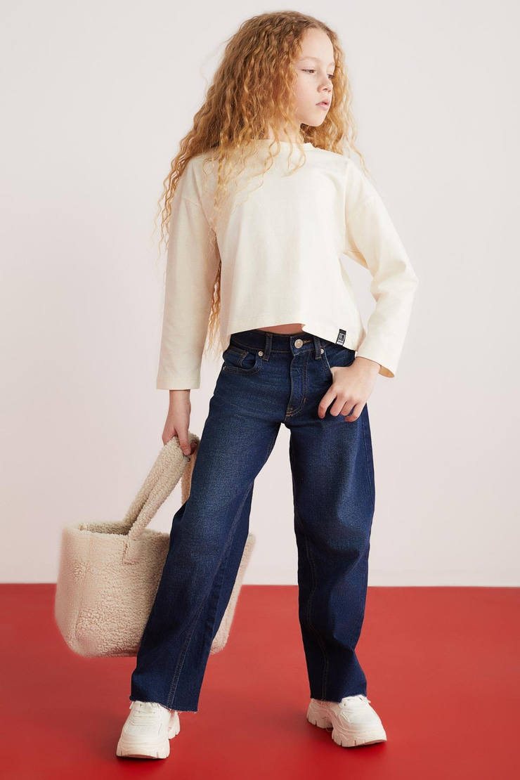 NICOLA  Crop Ekru Tekli T-Shirt