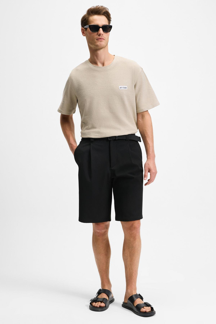 NOIR Erkek%100 Organik Pamuk  Bisiklet Yaka Kısa Kol Regular Bej T-Shirt