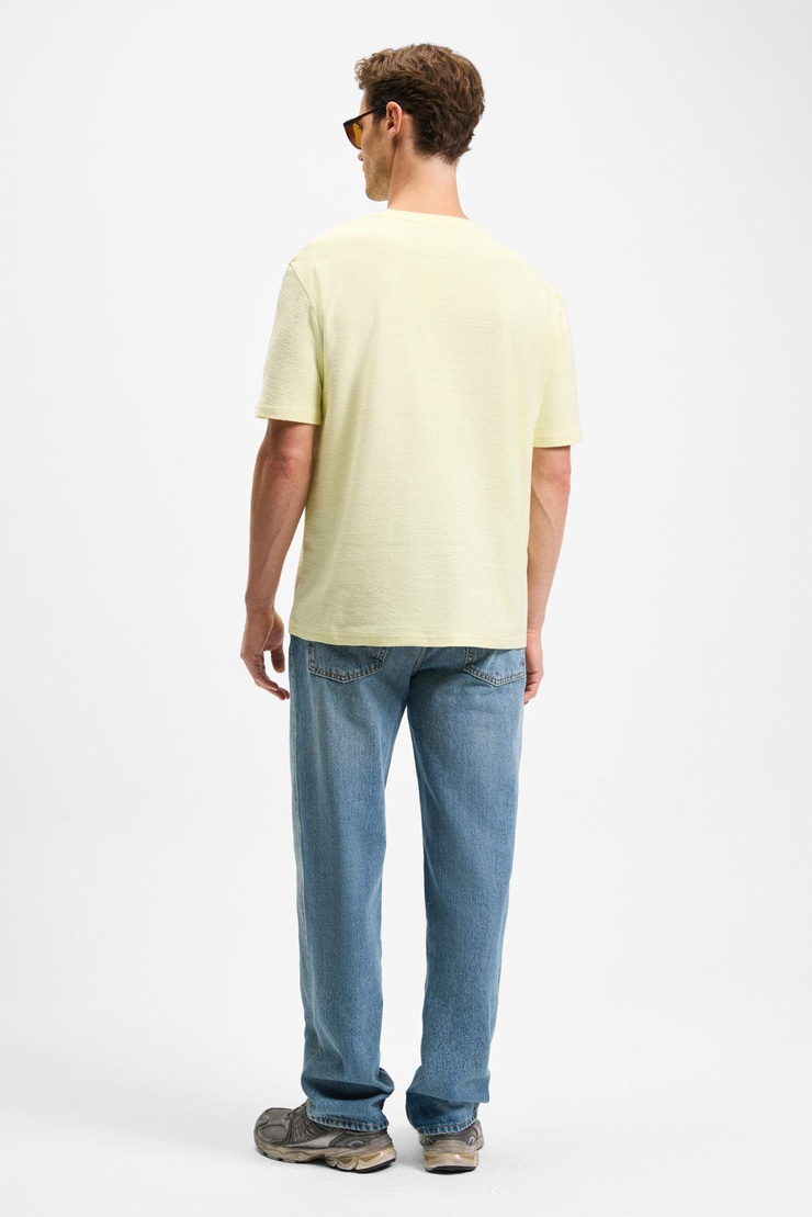 NOIR Erkek%100 Organik Pamuk  Bisiklet Yaka Kısa Kol Regular Sarı T-Shirt