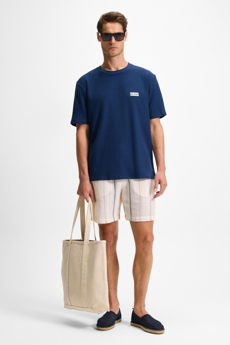 NOIR Erkek%100 Organik Pamuk  Bisiklet Yaka Kısa Kol Regular Lacivert T-Shirt