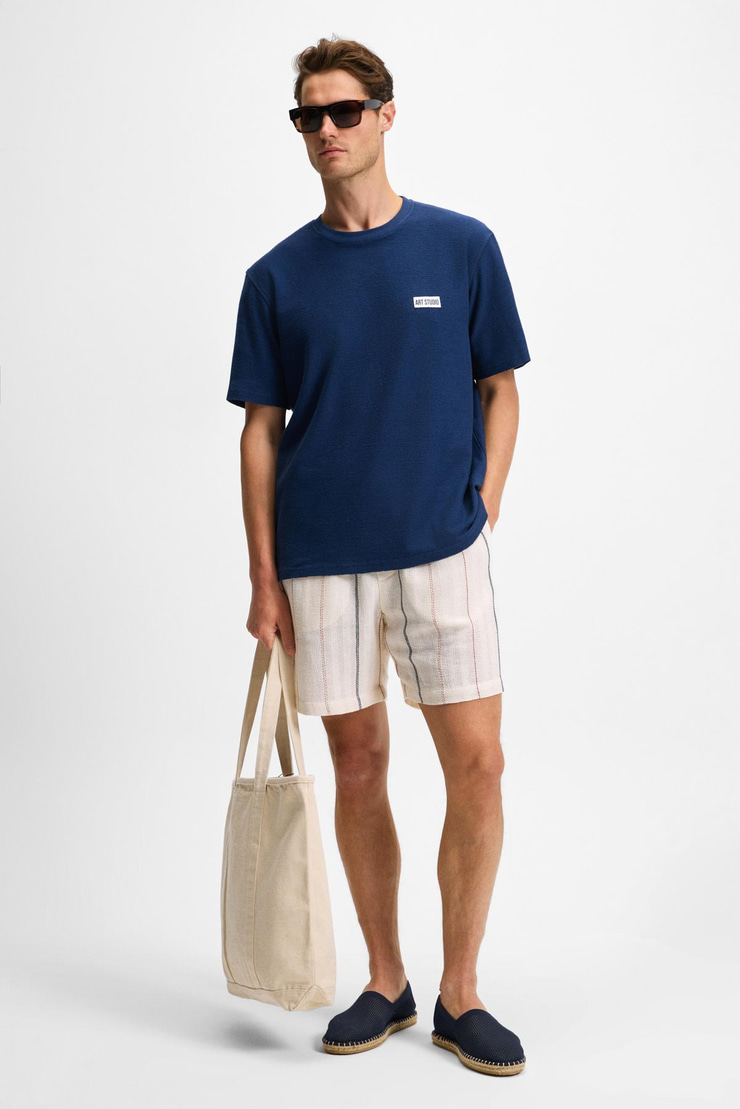 NOIR Erkek%100 Organik Pamuk  Bisiklet Yaka Kısa Kol Regular Lacivert T-Shirt