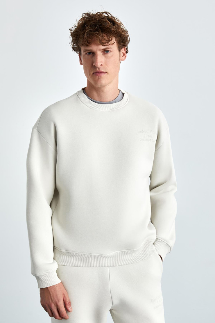 NOTTINGHAM Erkek 2'Li Set Relaxed Organik Pamuk İçi Şardonlu Taş Rengi Eşofman Takımı