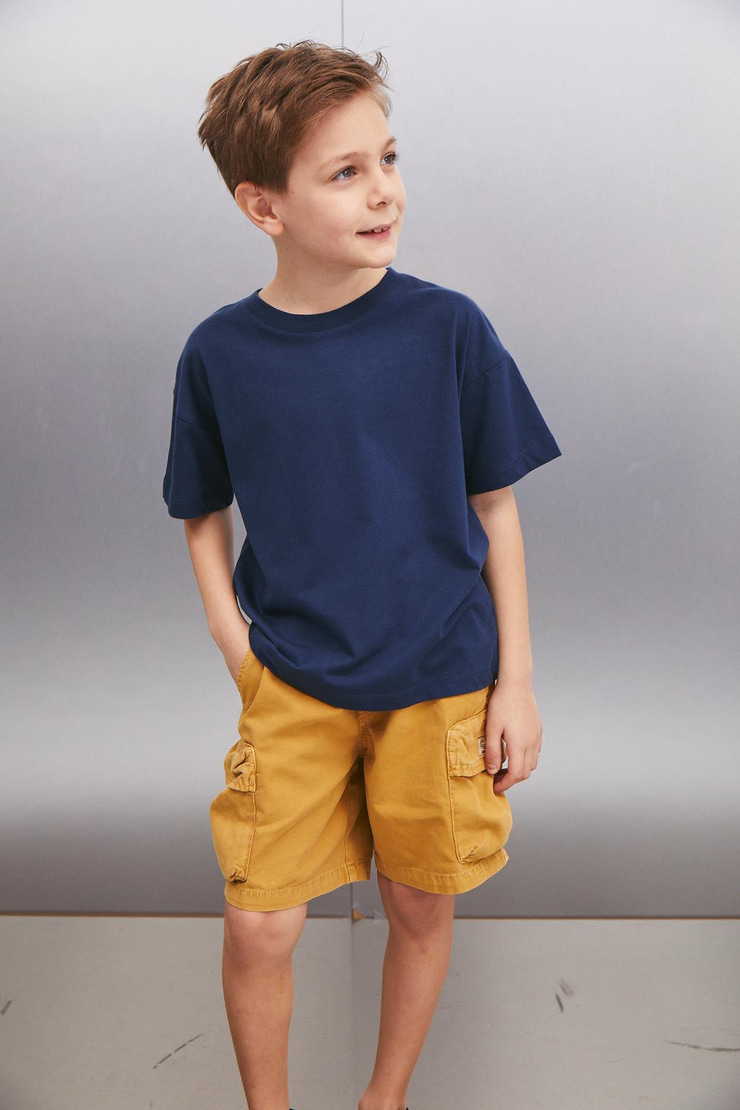 OCTAVE  Oversize Lacivert Tekli T-Shirt