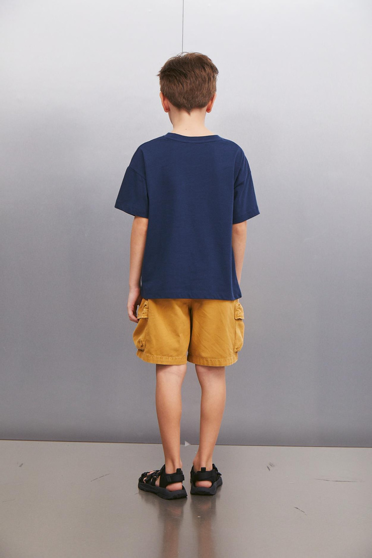 OCTAVE  Oversize Lacivert Tekli T-Shirt