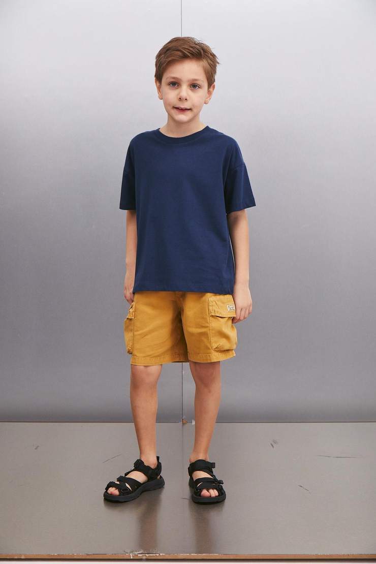 OCTAVE  Oversize Lacivert Tekli T-Shirt