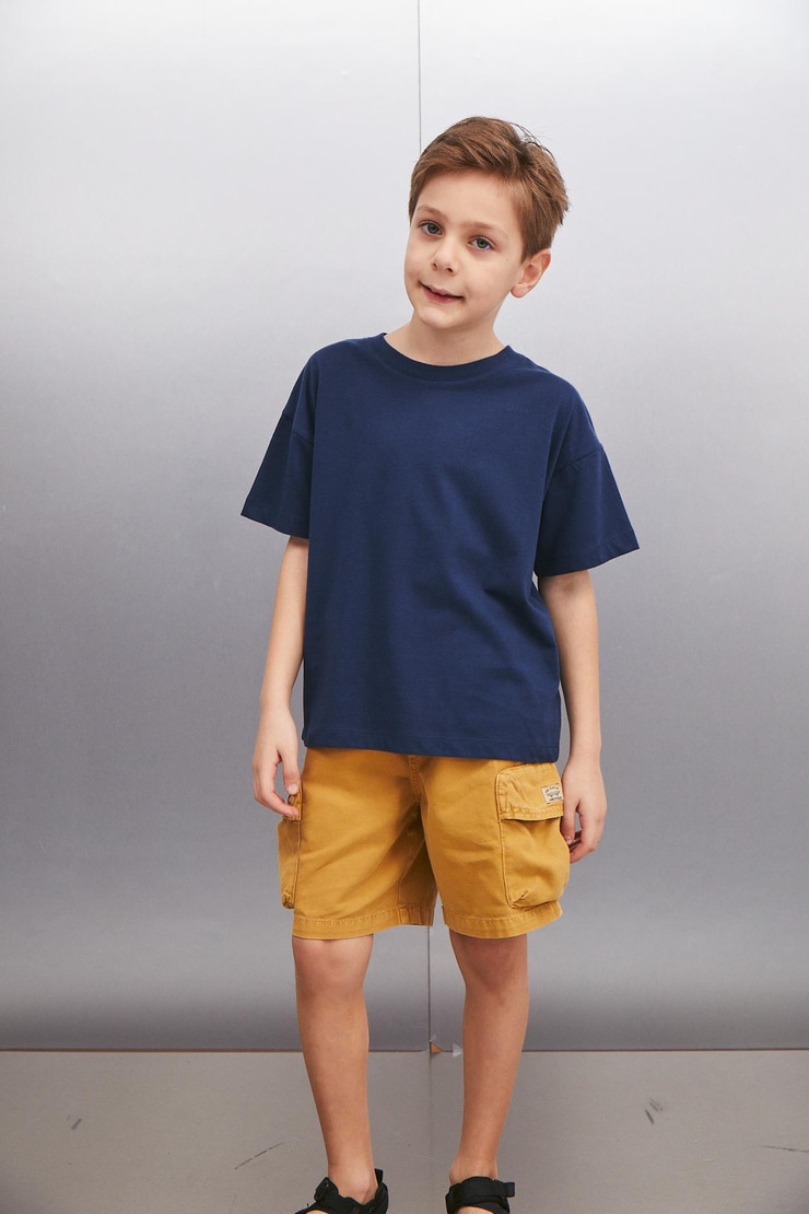 OCTAVE  Oversize Lacivert Tekli T-Shirt