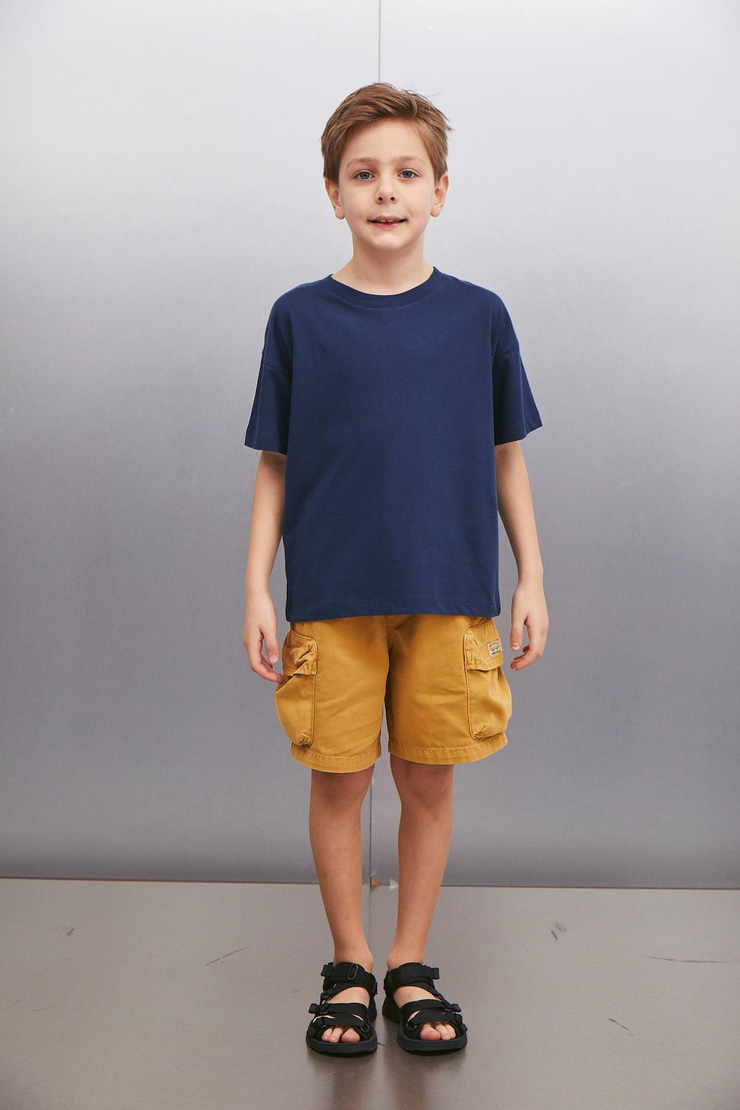 OCTAVE  Oversize Lacivert Tekli T-Shirt