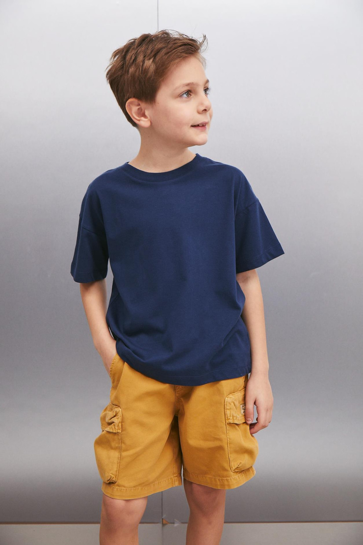 OCTAVE  Oversize Lacivert Tekli T-Shirt