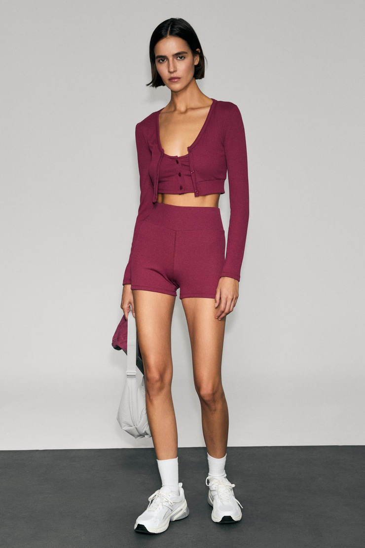 ONIRA Kadın Yumuşak Ve Esnek Kumaşlı Baskı Detaylı Sporcu Bordo Şort