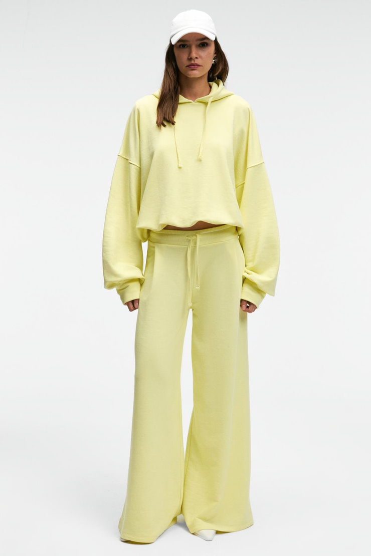 ORMIRA Kadın Oversize Fit Yanları Cepli Lastikli Bel Sarı Eşofman Altı
