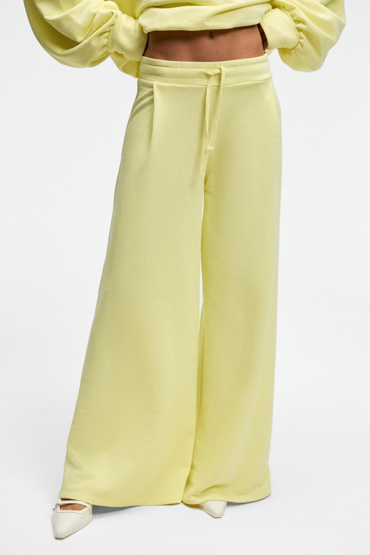 ORMIRA Kadın Oversize Fit Yanları Cepli Lastikli Bel Sarı Eşofman Altı