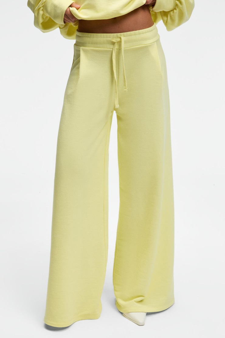 ORMIRA Kadın Oversize Fit Yanları Cepli Lastikli Bel Sarı Eşofman Altı