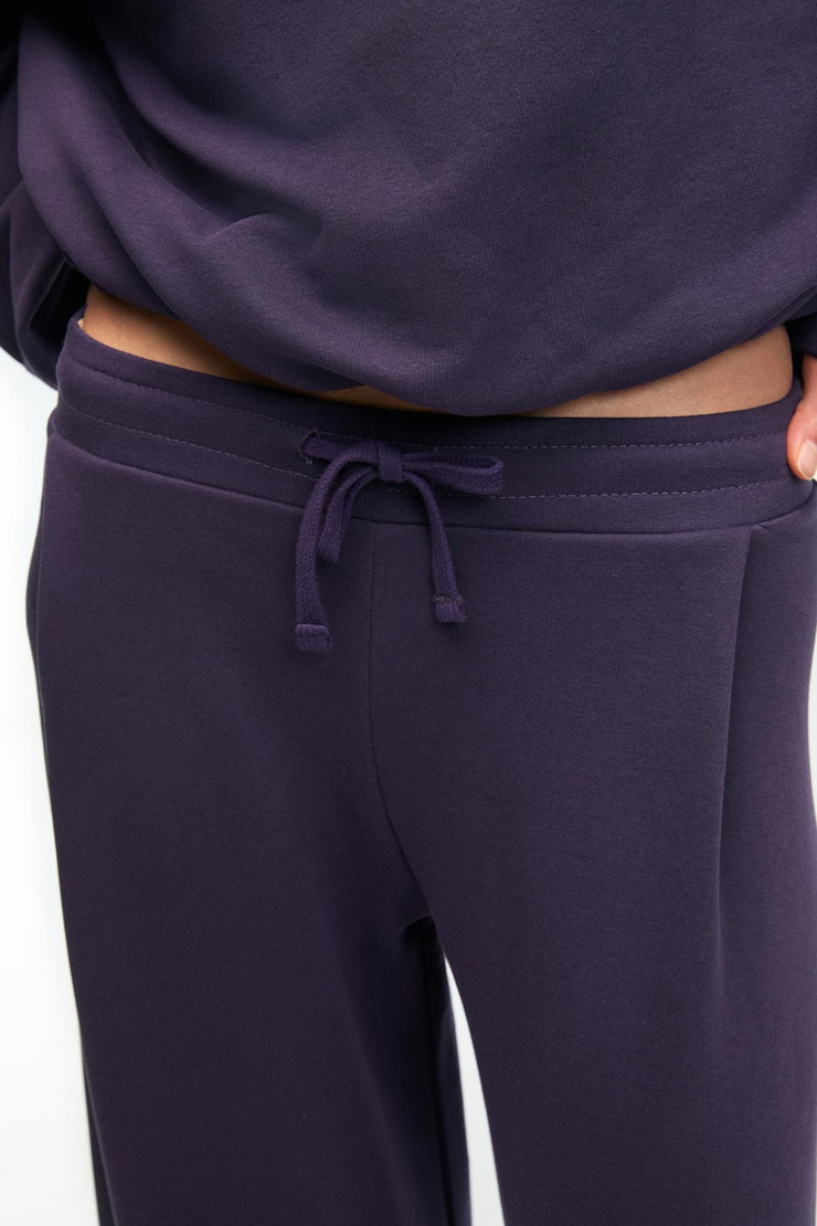 ORMIRA Kadın Oversize Fit Yanları Cepli Lastikli Bel Mor Eşofman Altı