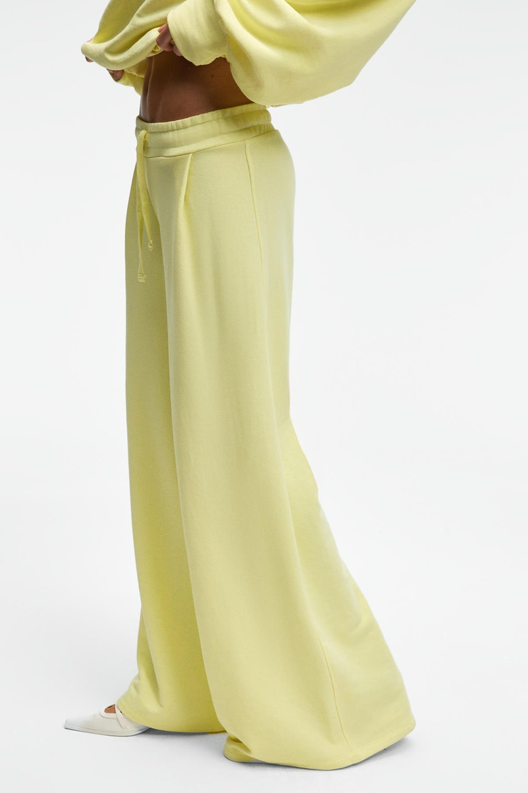 ORMIRA Kadın Oversize Fit Yanları Cepli Lastikli Bel Sarı Eşofman Altı