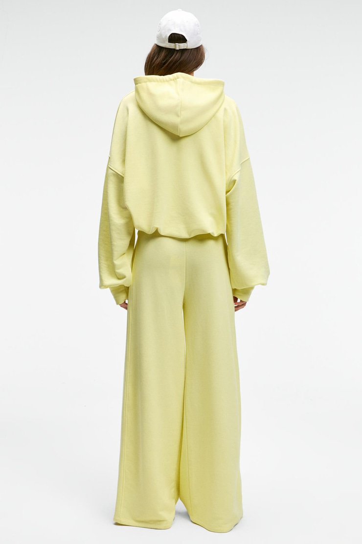 ORMIRA Kadın Oversize Fit Yanları Cepli Lastikli Bel Sarı Eşofman Altı
