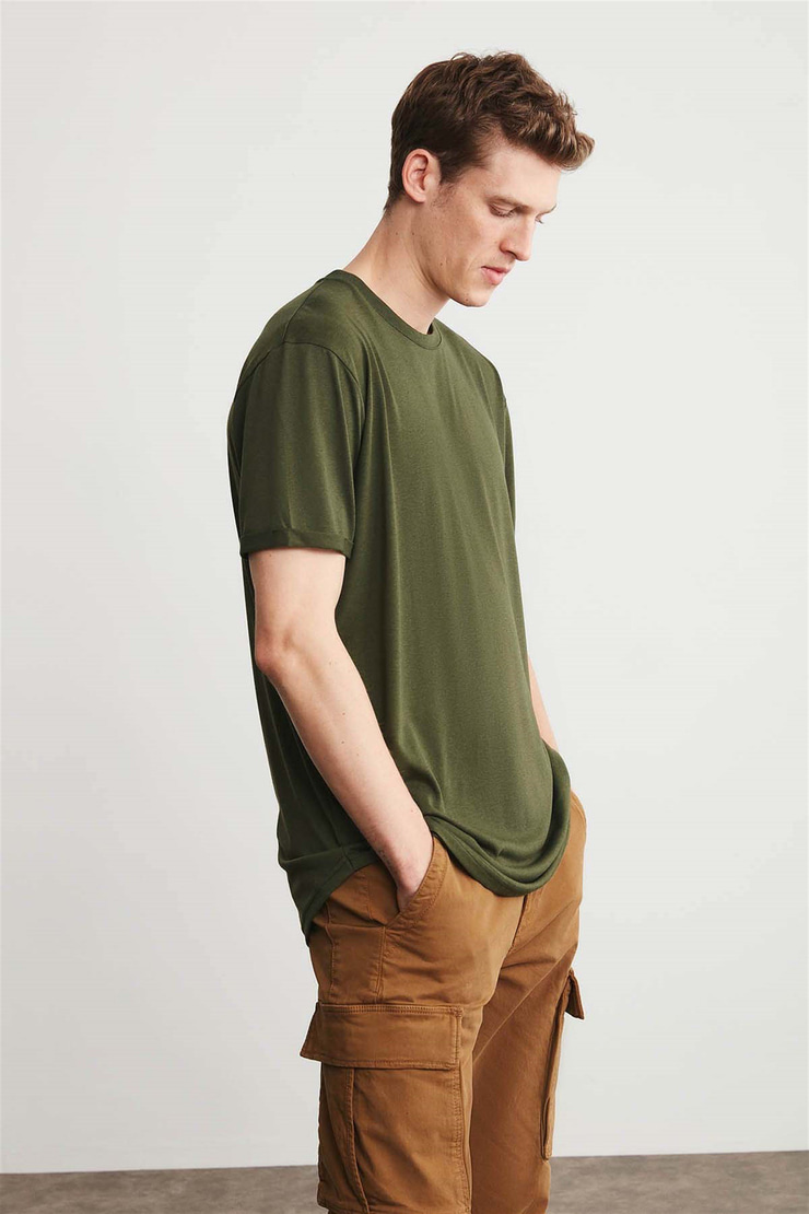OSCAR Örme Comfort Fit Haki  T-Shirt